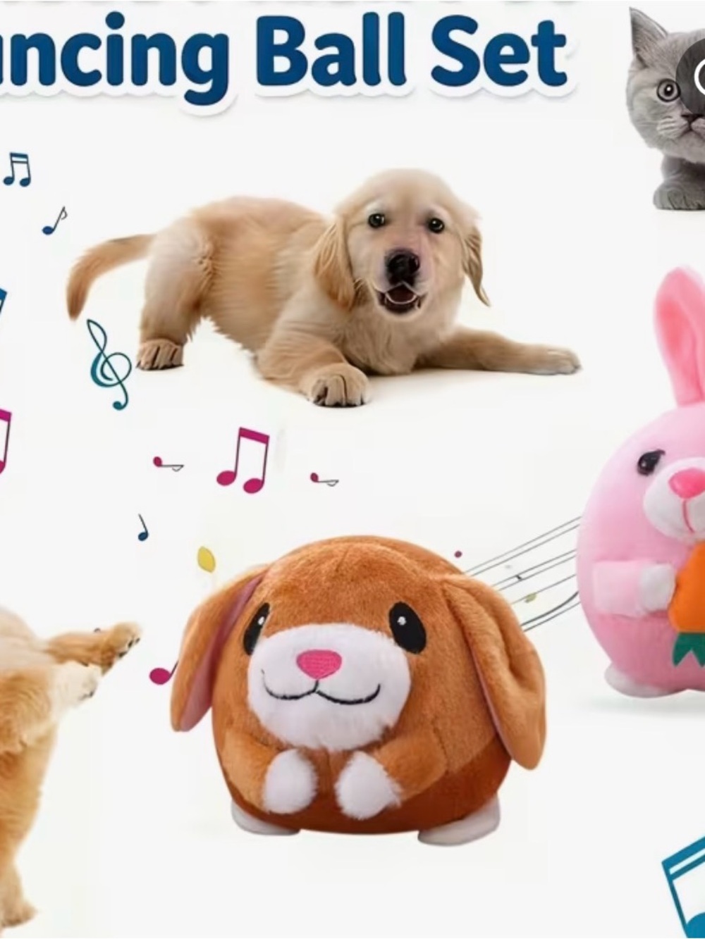 BOUNCE SING Plush Brown Bunny Stuffed TOY Animal with White Face and Pink Nose